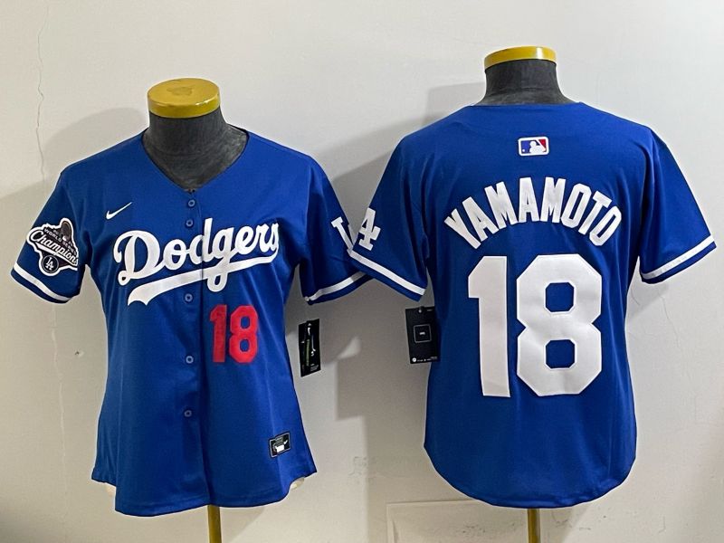 Women 2025 Los Angeles Dodgers #18 Yamamoto Blue Game Nike MLB Jersey style 0024